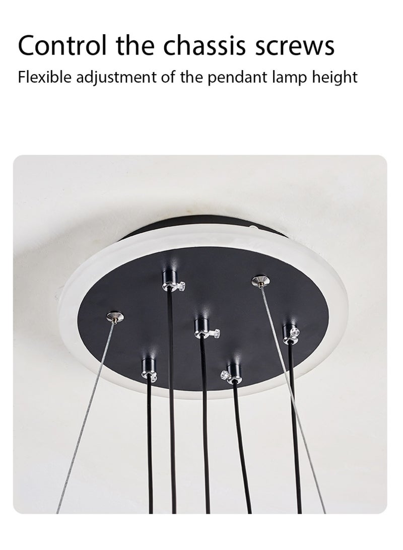 An LED pendant light with 4 elliptical lamp heads, offering three lighting colors to choose from, adjustable in height, and supporting remote control. Suitable for restaurants, bedrooms, living rooms and public activity areas. - Image 3